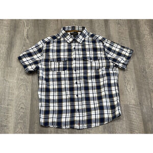 Brothers Sons Men's Large Blue Plaid Flannel Button Shirt